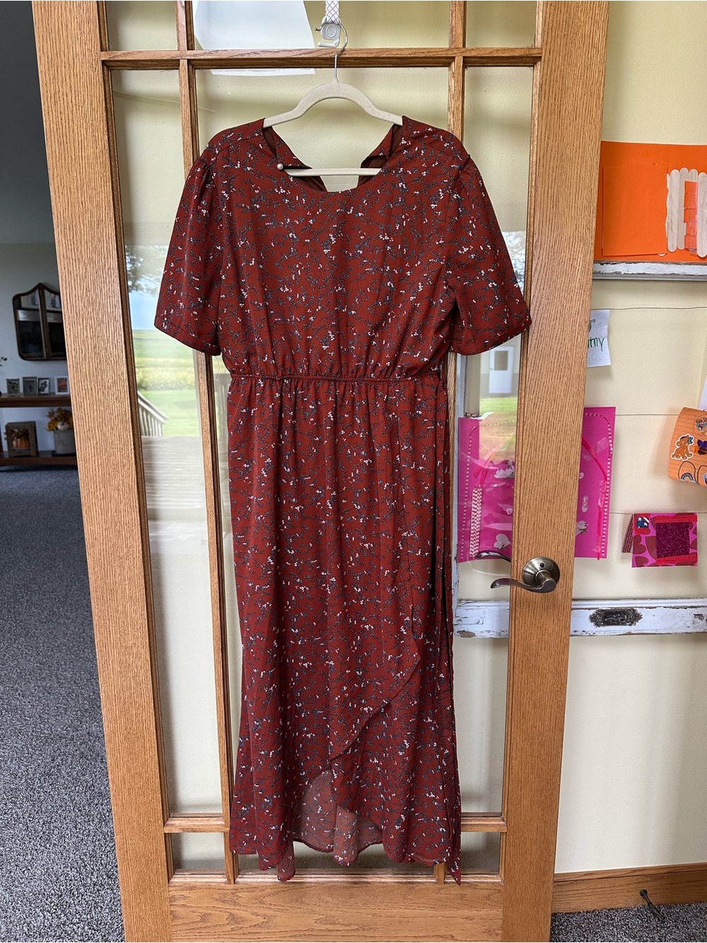 Women's Rust Floral Midi Dress